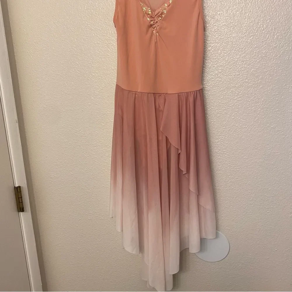 Dance Costume lyrical pink peach maxi dress Just Around Riverbend 14127 LC child